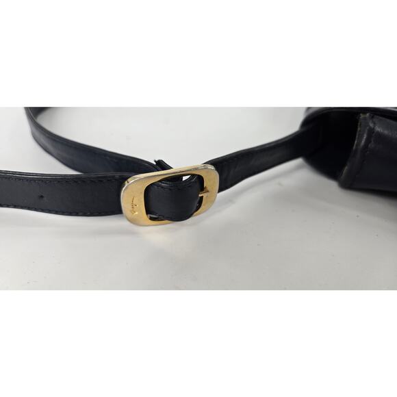 Vintage Salvatore Ferragamo Navy Blue Leather Shoulder Bag Snakeskin Accent - Picture 8 of 8